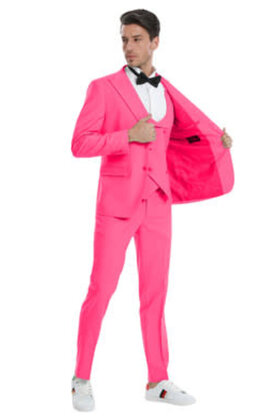 Tazzio 2 Button Peak Lapel Suit - 3 Piece - Fuchsia