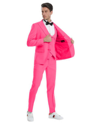 Tazzio 2 Button Peak Lapel Suit - 3 Piece - Fuchsia