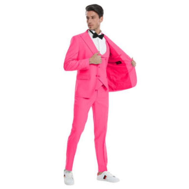 Tazzio 2 Button Peak Lapel Suit - 3 Piece - Fuchsia
