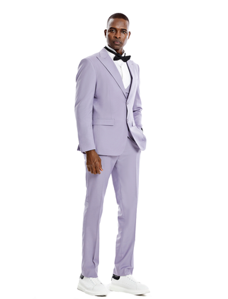 Tazzio 2 Button Peak Lapel Suit - 3 Piece - Lavender