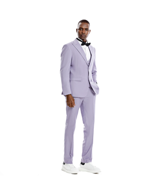 Tazzio Tazzio 2 Button Peak Lapel Suit - 3 Piece - Lavender