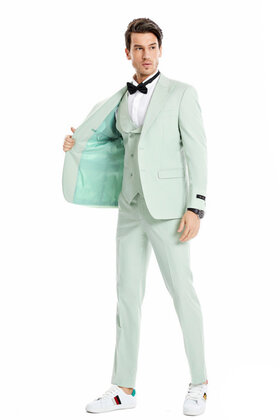 Tazzio 2 Button Peak Lapel Suit -3 Piece - Mint