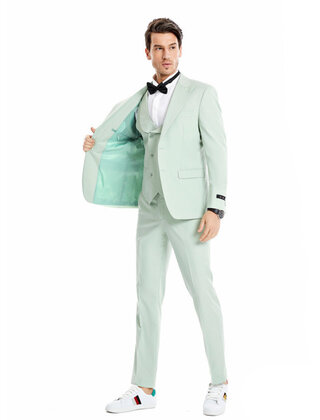 Tazzio 2 Button Peak Lapel Suit -3 Piece - Mint