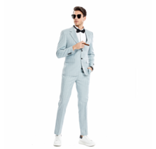 Tazzio 2 Button Peak Lapel Pinstripe Suit - 3 Piece - Mint Grey