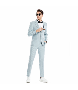 Tazzio Tazzio 2 Button Peak Lapel Pinstripe Suit - 3 Piece - Mint Grey