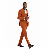 Tazzio 1 Button Peak Lapel Pinstripe Suit - 3 Piece - Rust