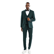 Tazzio 1 Button Peak Lapel Pinstripe Suit - 3 Piece - Hunter