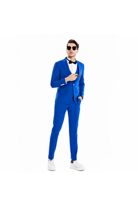 Tazzio 1 Button Pinstripe Suit - 3 Piece - Royal Blue