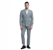 Tazzio Double Breasted Pinstripe Suit - 2 Piece - Grey