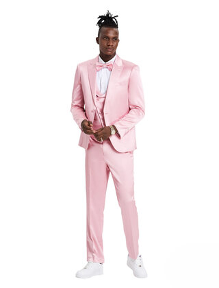 Tazzio Sharkskin Suit - 3 Piece - Dusty Rose