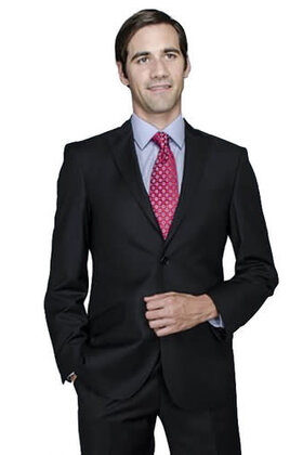 David Major Slim Fit Suit Jacket - Black