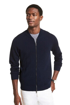 MICHAEL KORS MERINO BASEBALL COLLAR FULL ZIP
