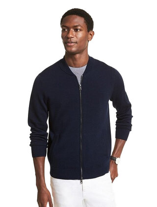 MICHAEL KORS MERINO BASEBALL COLLAR FULL ZIP