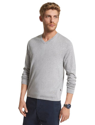 Michael Kors Cotton Jersey V-Neck Sweater - Heather Grey