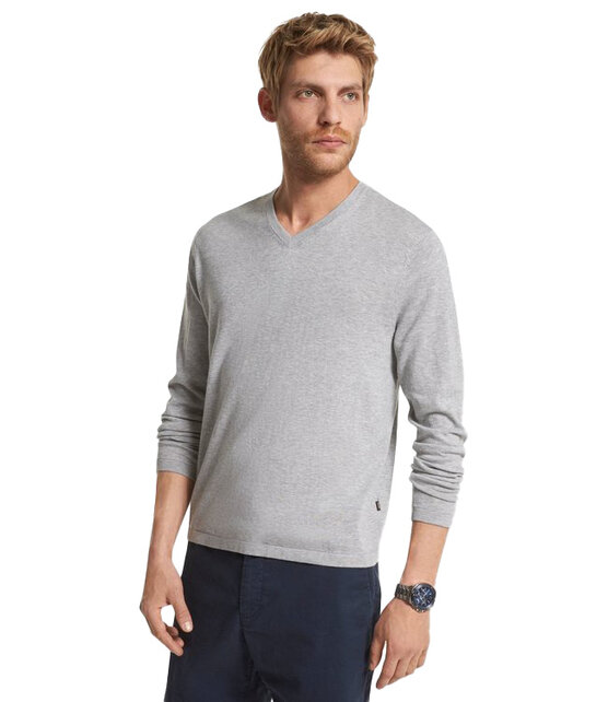 Michael Kors Cotton Jersey V-Neck Sweater - Heather Grey