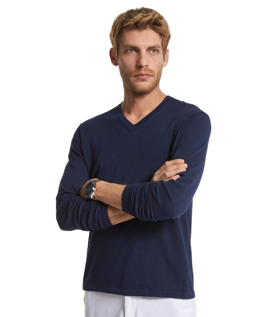 Michael Kors Cotton Jersey V-Neck Sweater - Midnight Michael Kors Cotton Jersey V-Neck Sweater - Midnight