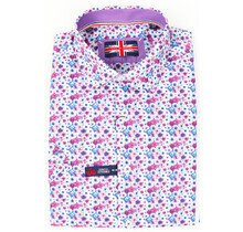 Soul Of London Floral Cotton Stretch Short Sleeve Dress Shirt  - Mauve
