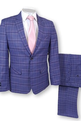 Alpha & Steele Plaid Suit - Blue