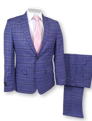 Alpha & Steele Plaid Suit - Blue
