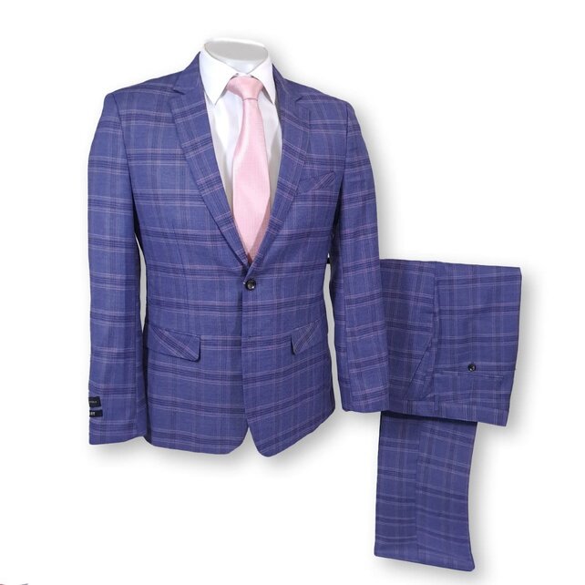 Alpha & Steele Plaid Suit - Blue Alpha & Steele Plaid Suit - Blue