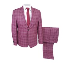 Alpha & Steele Plaid Suit - Burgundy