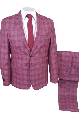 Alpha & Steele Plaid Suit - Burgundy