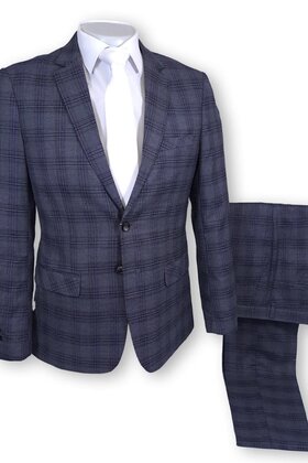 Alpha & Steele Plaid Suit - Charcoal