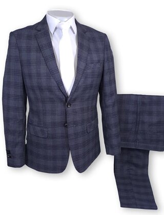 Alpha & Steele Plaid Suit - Charcoal