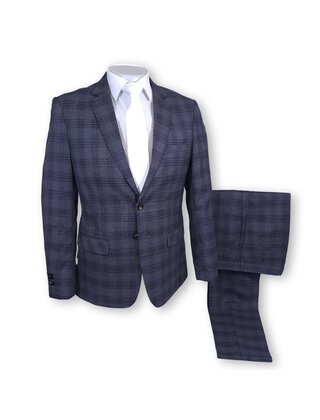 Alpha & Steele Plaid Suit - Charcoal