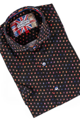 7 Downie St. Short Sleeve Pattern Dress Shirt - Multi