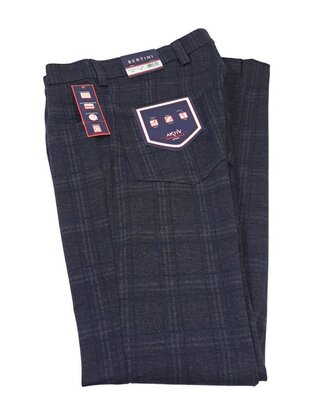 Bertini Five Pocket Plaid Pants - Heather Brown
