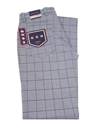 Bertini Windowpane Five Pocket Pants - Grey - 031