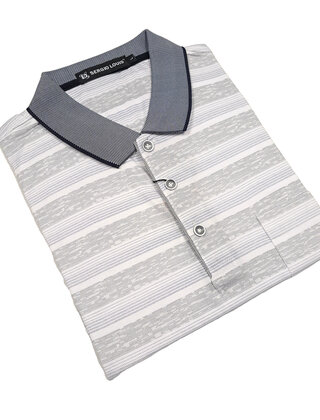 Sergio Louis Striped Polo - Black/Blue