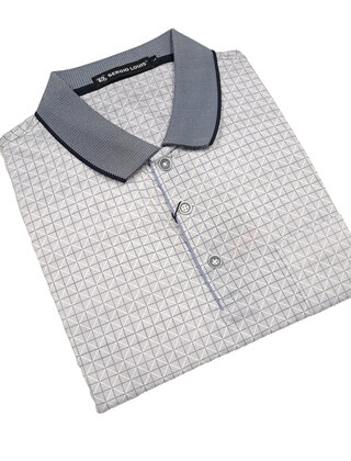 Sergio Louis Small Check Polo - Navy