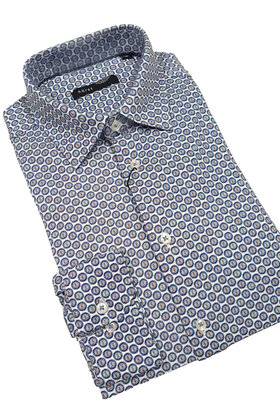 HORST COTTON DRESS SHIRT - BLUE PATTERN