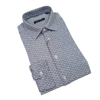 HORST COTTON DRESS SHIRT - BLUE PATTERN