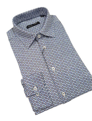 HORST COTTON DRESS SHIRT - BLUE PATTERN