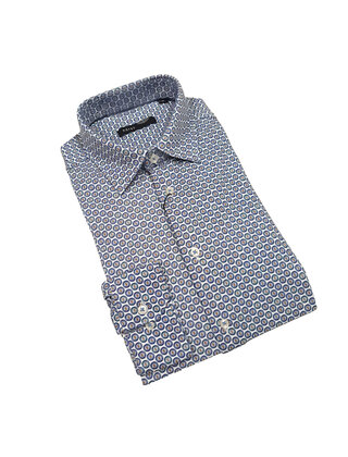 HORST COTTON DRESS SHIRT - BLUE PATTERN