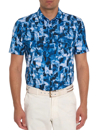 Robert Graham Tetris Blocks Polo - Blue