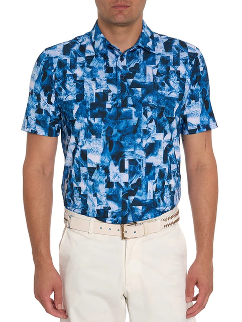 Robert Graham Tetris Blocks Polo - Blue