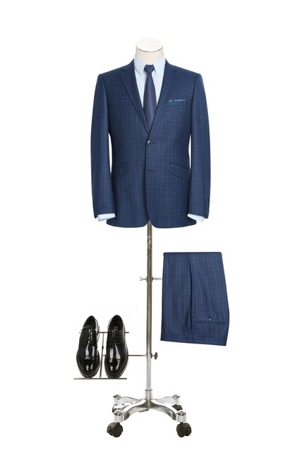 Renoir Check Suit - Blue