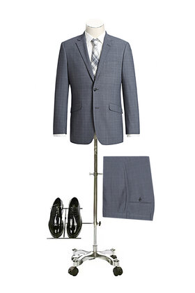 Renoir Check Suit - Dusty Blue