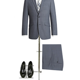 Renoir Check Suit - Dusty Blue