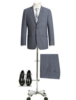 Renoir Check Suit - Dusty Blue