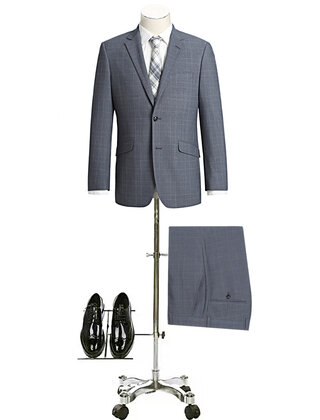 Renoir Check Suit - Dusty Blue