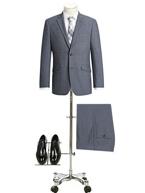 Renoir Check Suit - Dusty Blue