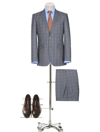 Renoir Plaid Suit - Light Grey