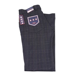 Bertini Five Pocket Plaid Pants - Heather Brown