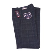 Bertini Five Pocket Plaid Pants - Charcoal