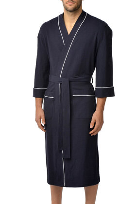Majestic Waffle Kimono Bath Robe Navy